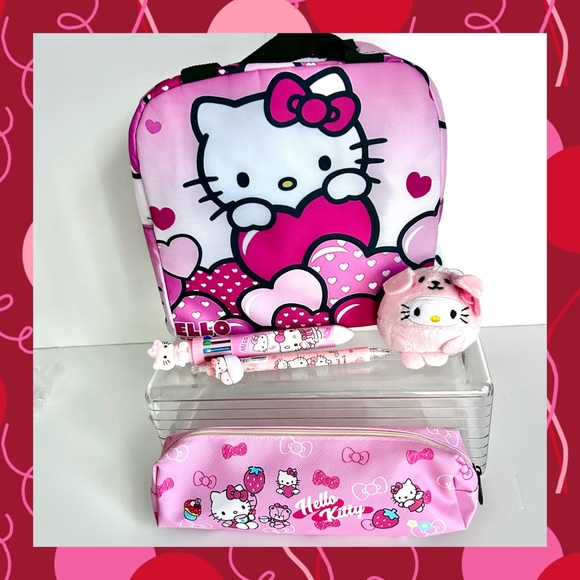 Hello Kitty Accessories - 💝(HK303) Hello Kitty Adorable 4-Piece Lunch Cooler Bundle!
